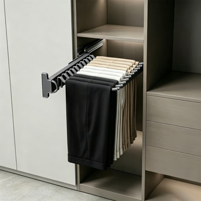 Porte-pantalons, porte-pantalons latéral coulissant de qualité supérieure, glissière silencieuse et conception antidérapante