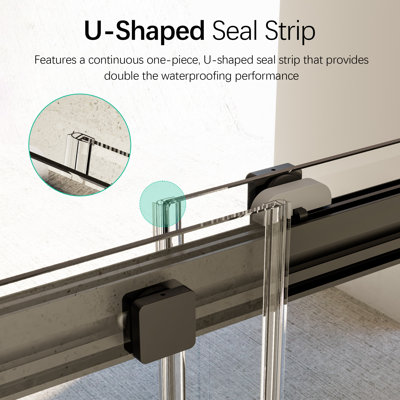 44"-48"W x 76"H Frameless Double Sliding Soft-Close Shower Door with 5/16" SGCC Tempered Glass,304 Stainless Steel Hardware