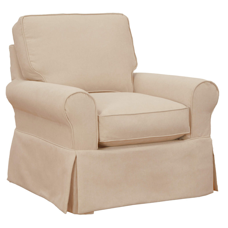 Housse pour fauteuil à coussins carrés/rectangulaires, Mélange de polyester brun clair