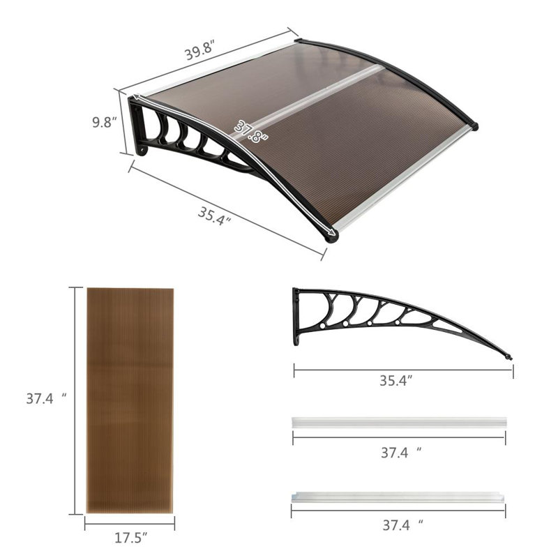 Winado 39.37'' W x 9.84'' D Plastic Brown Cover Retractable Door / Window Awning