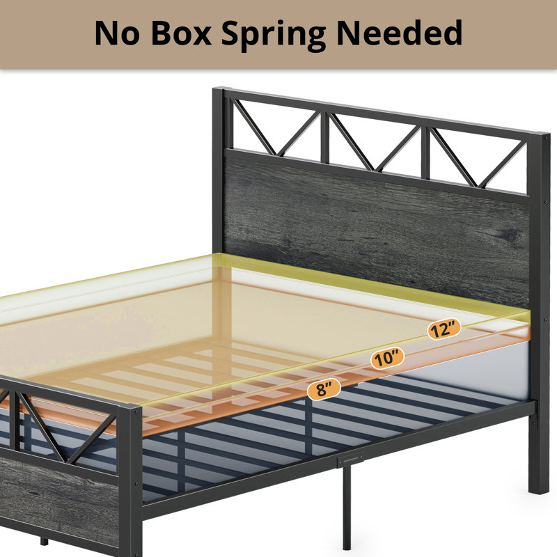 Wykeisha Platform Bed, King, Charcoal Gray