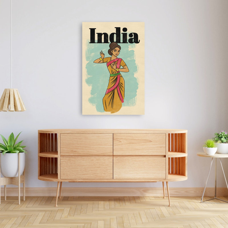Impression sur toile «Elegant Indian Dancer Elegant Retro Traditional Portrait», H 48 po x l 32 po