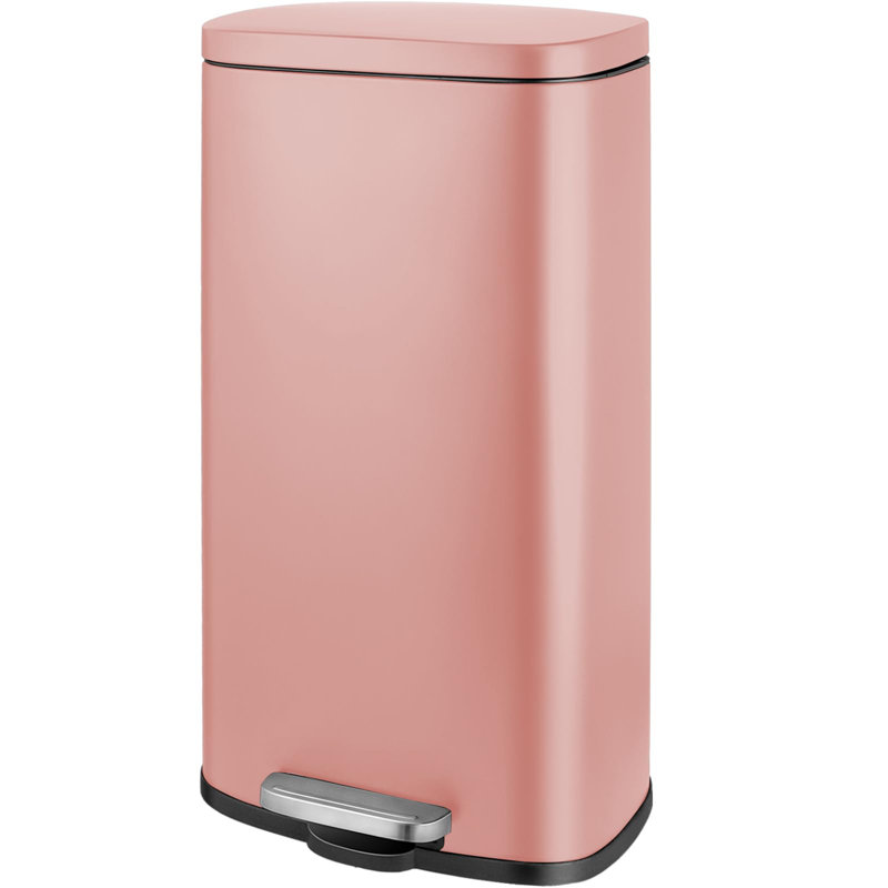 Stainless Steel Step On Multi-Compartment Rubbish & Recycling Bin - 30L, Pink