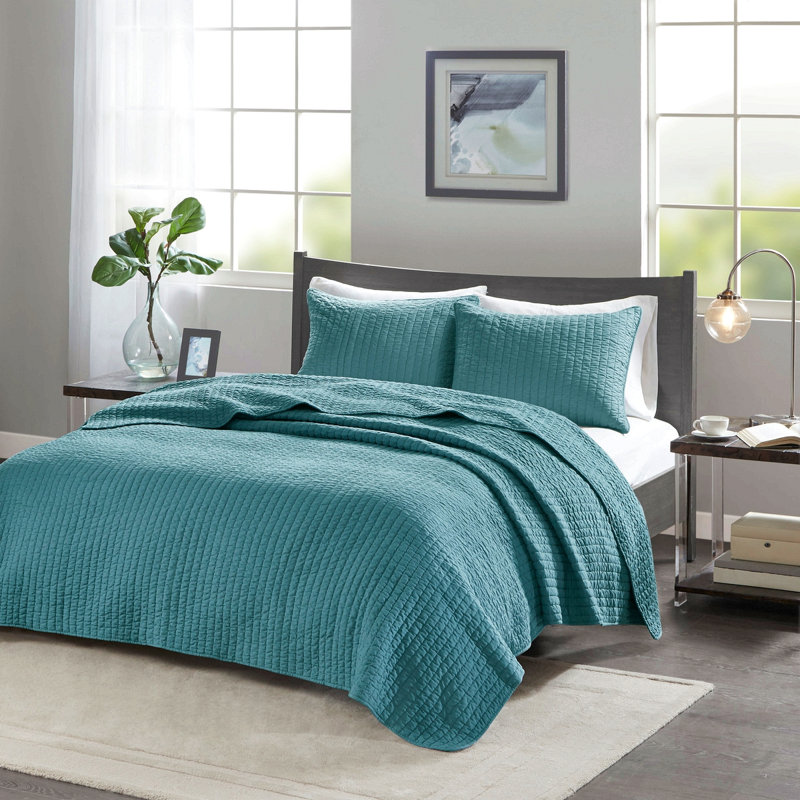 3 Piece Quilt Set Teal King/Cal King