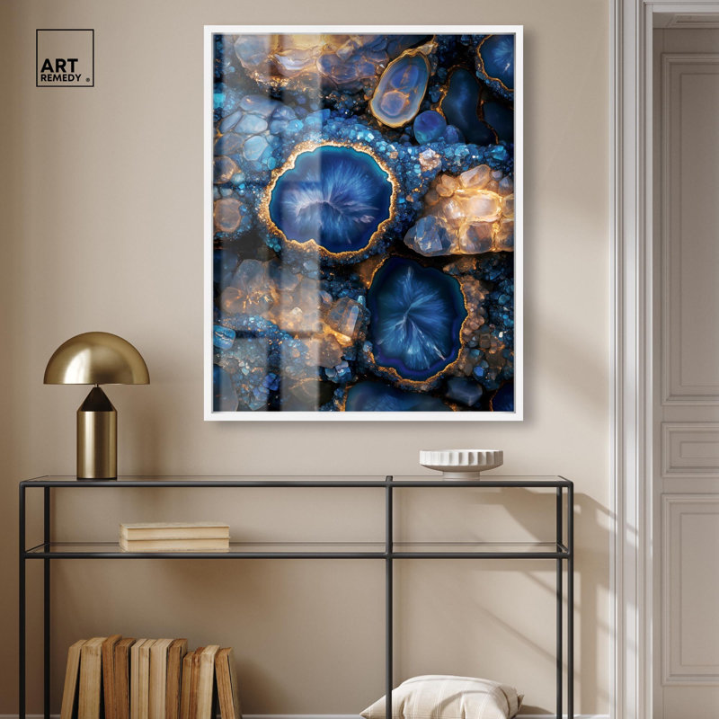 Décoration murale géodésique Oceanic Gold Sparkle, H 37 po x l 31 po, Blanc