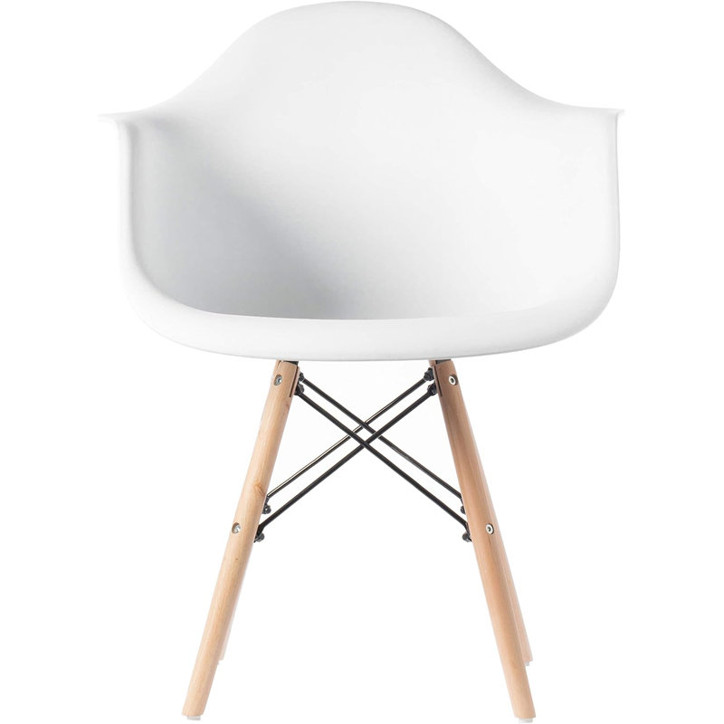 Marvalene blanc avec accoudoirs et pieds en bois, Blanc