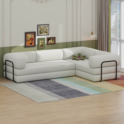 Canapé-lit modulaire en L en velours côtelé