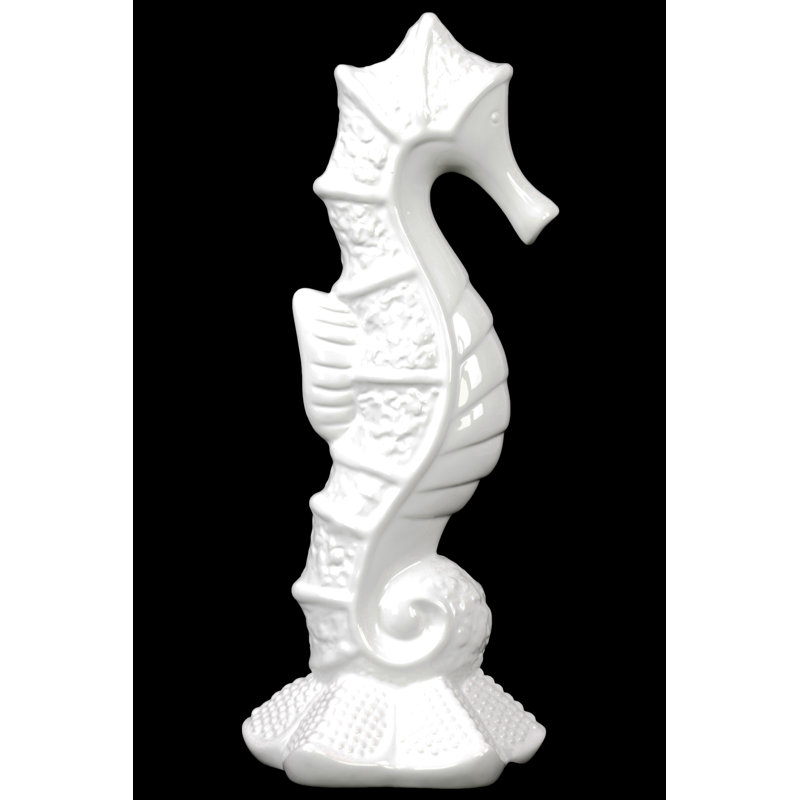 Figurine hippocampe en céramique Gianetta, Blanc