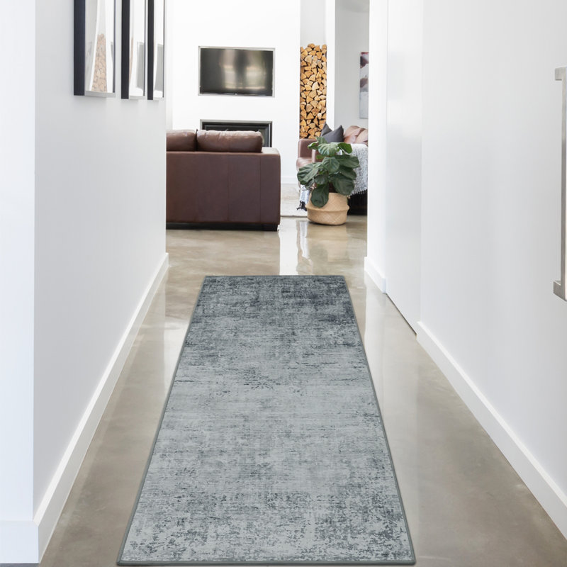 Wyatt & Ash Hazen Abstract Machine Washable Imagine Printed Chenille Rugs 1-Piece, Runner 2' x 6'