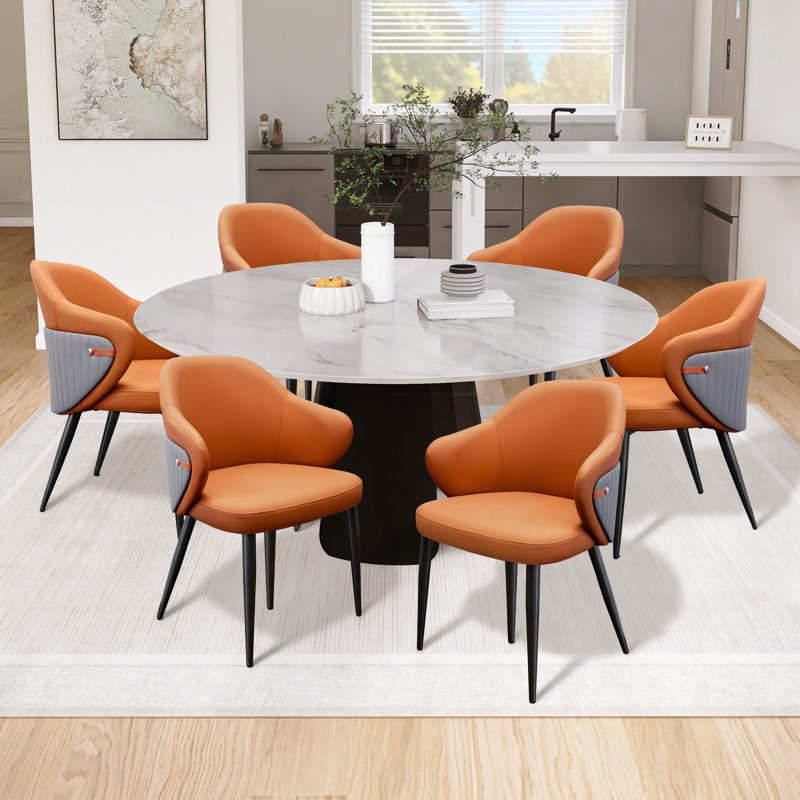 Geraghty Faux Leather Wingback Chair, Orange