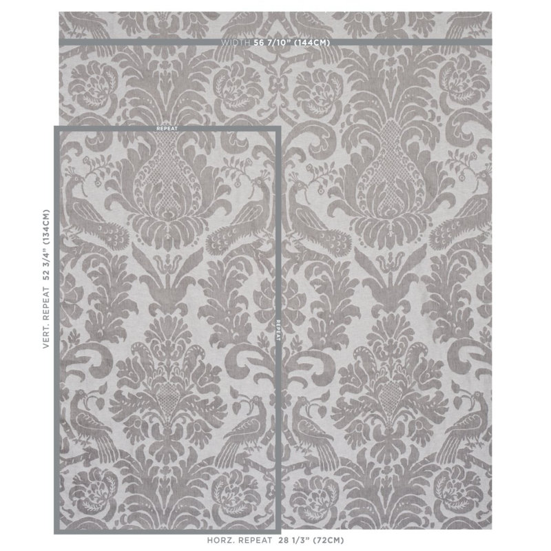 Tissu damassé Anna, gris