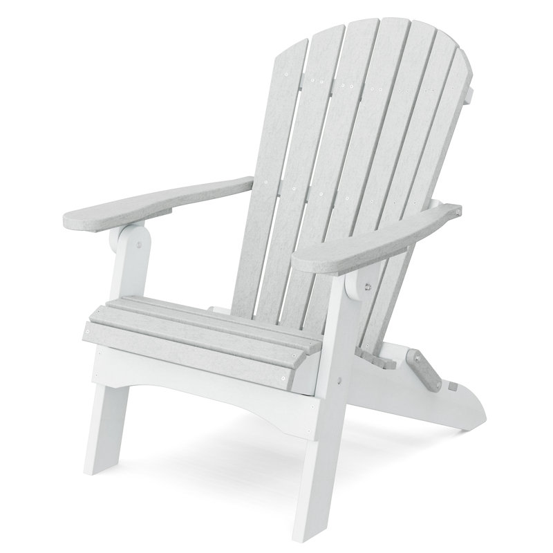 Heritage Folding Adirondack Chair, Light Gray/White