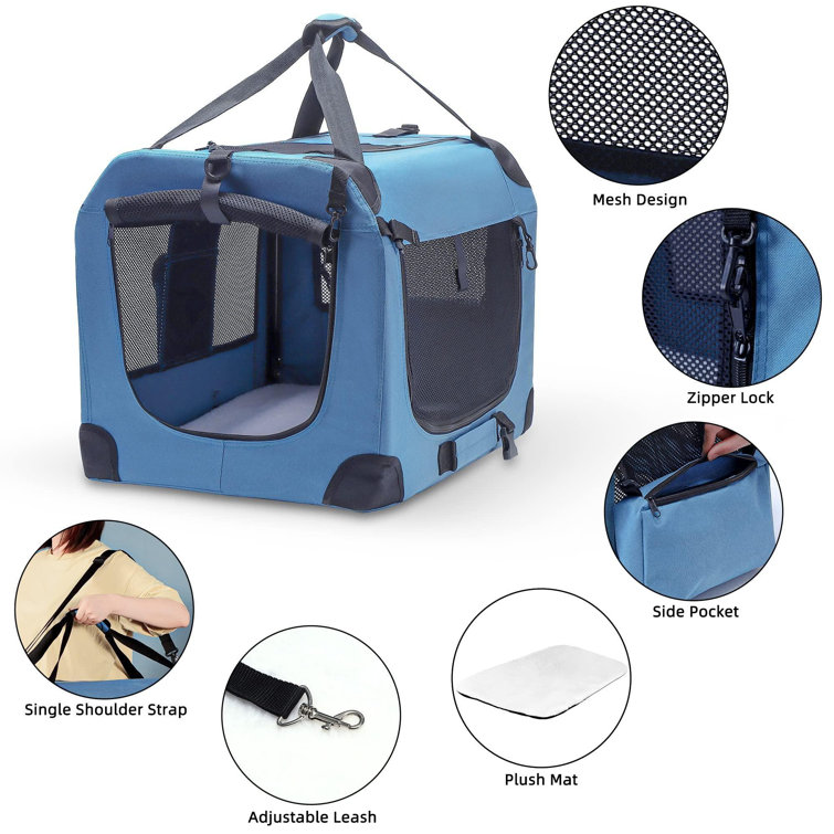 https://assets.wfcdn.com/im/10166866/resize-h755-w755%5Ecompr-r85/2500/250060046/Portable+Collapsible+Dog+Crate%2C+Travel+Dog+Crate+24X17x17+With+Soft+Warm+Blanket+And+Foldable+Bowl+For+Large+Cats+%26+Small+Dogs+Indoor+And+Outdoor.jpg