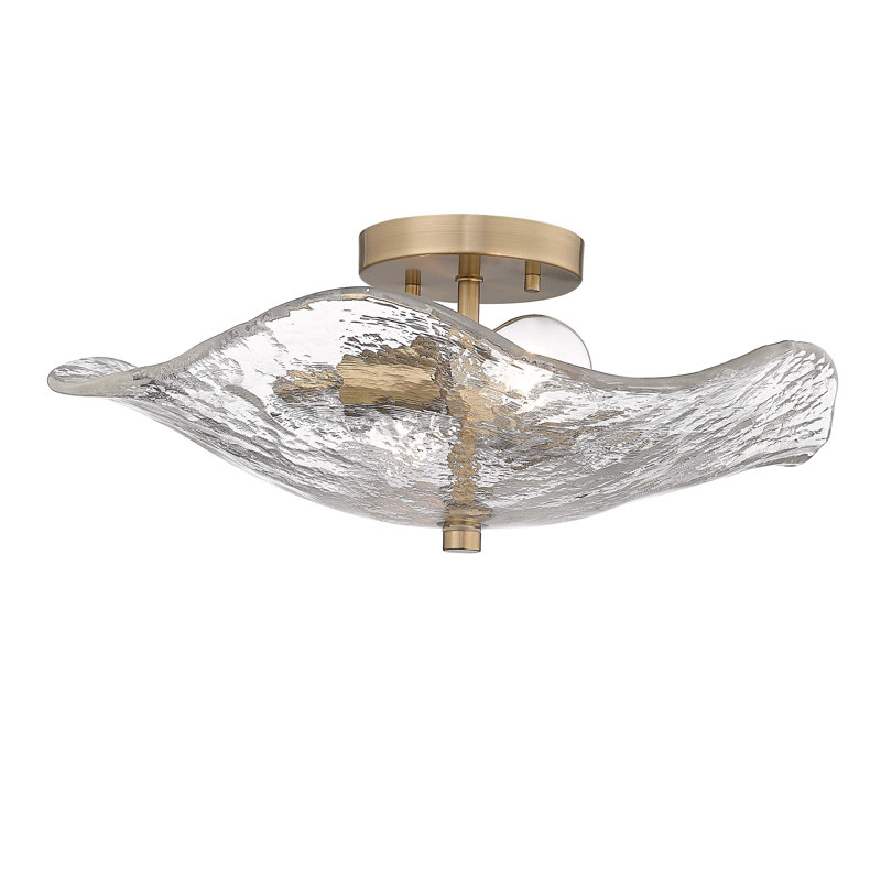 Glass Semi Flush Mount, Brass