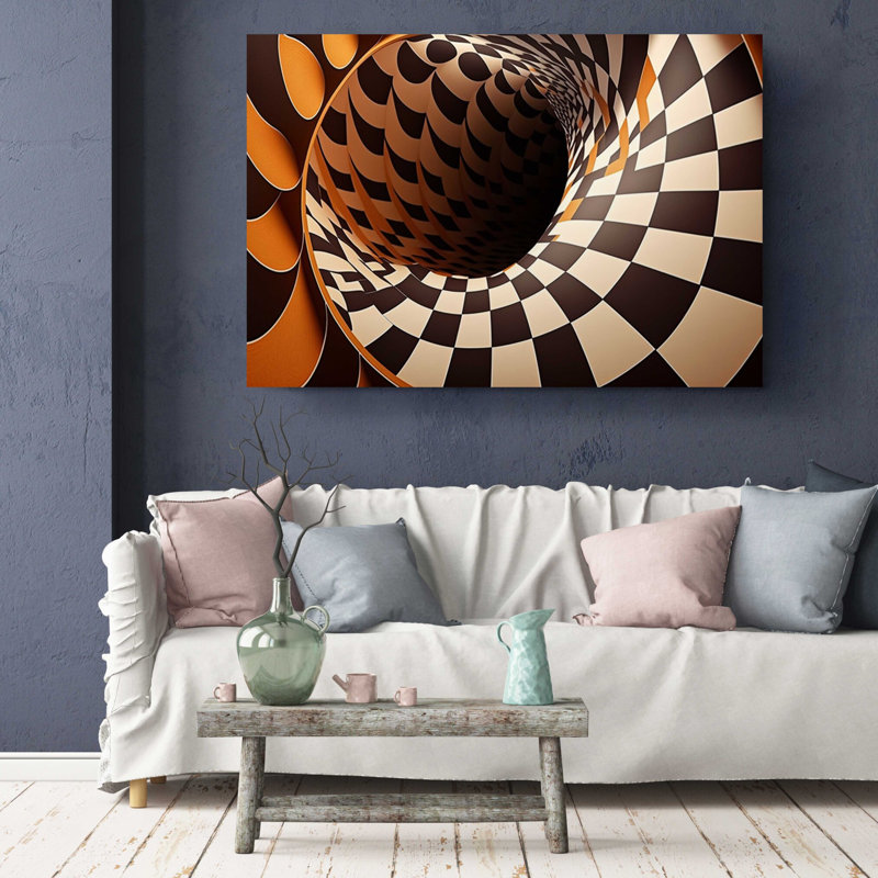 Motif rond en spirale 3D de Fibonacci, H 20 po x l 30 po x P 1 po