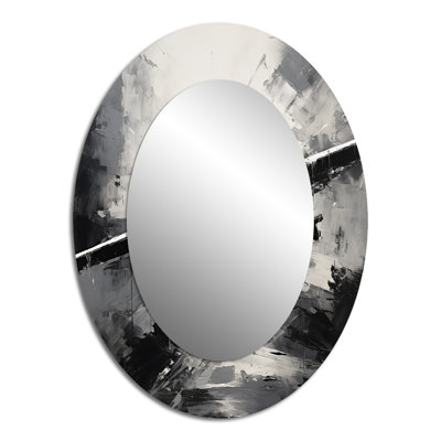 Monochromatic Plane Soaring II - Transportation Oval Decorative Mirror On Metal