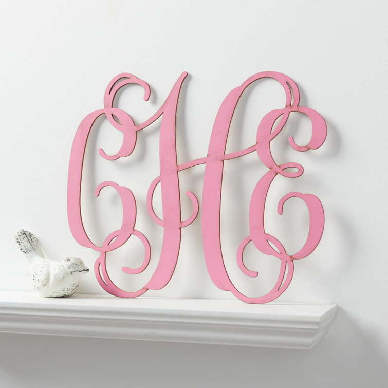 Monogram Wood Plaque With Custom Initials Laser Cut In Pink Wood | One-Of-A-Kind Keepsake | Fun Room Dcor For Girls | 14"