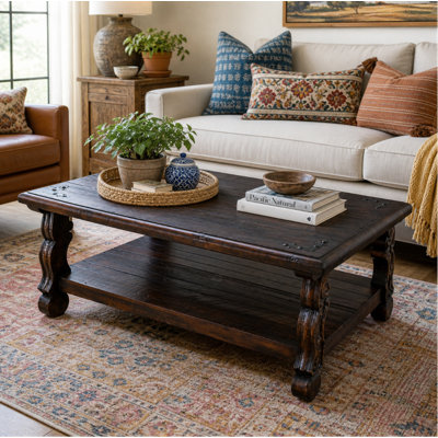 Solid Wood & Carved Leg Coffee Table
