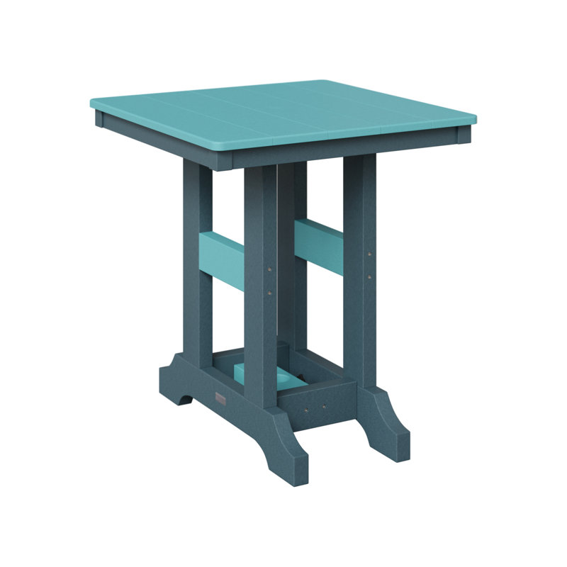 Garden Classic Outdoor Square Bar Table, Slate, Aruba Blue