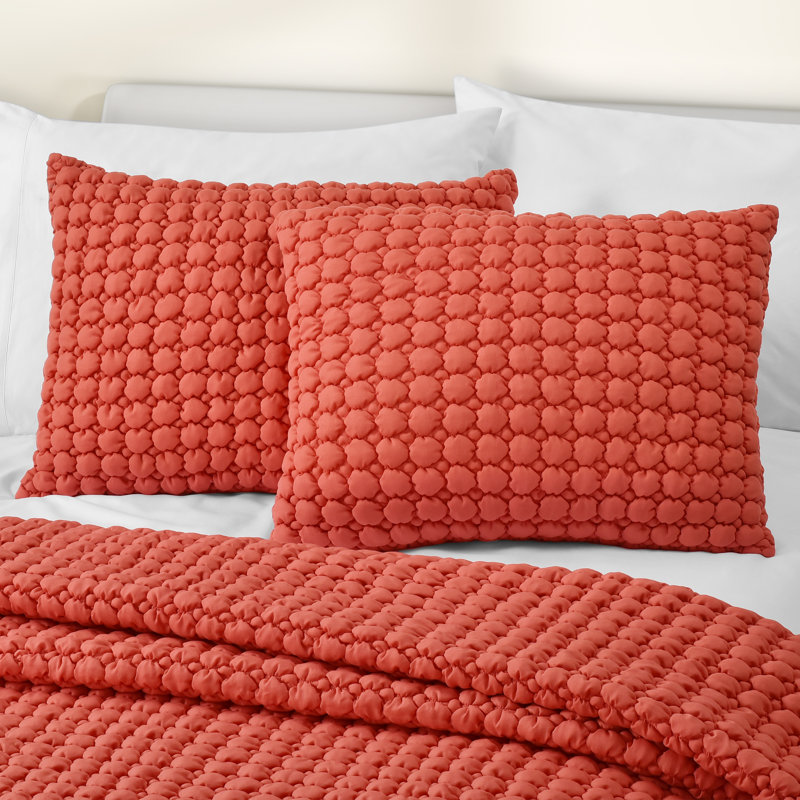 Ensemble de courtepointe Marshmallow Puff, Courtepointe double et 2 taies décoratives standa, Melon