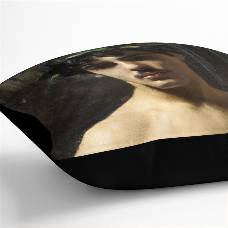 Man Wearing Laurels Square Throw Cushion, 40cm H x 40cm W x 15cm D, Black