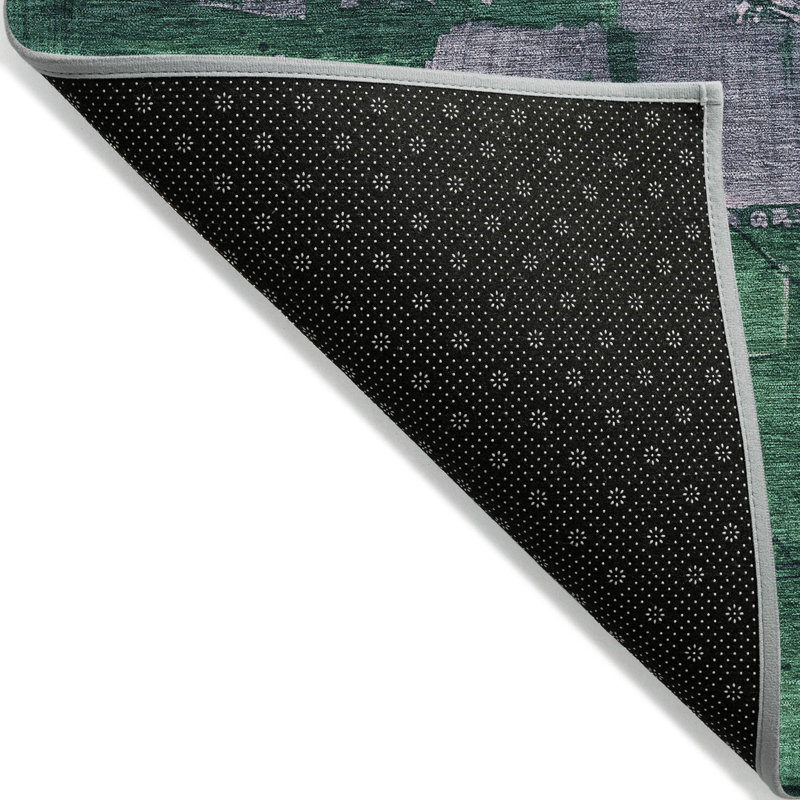 Tapis extérieur lavable abstrait mauve et vert 5 pi x 8 pi mauve