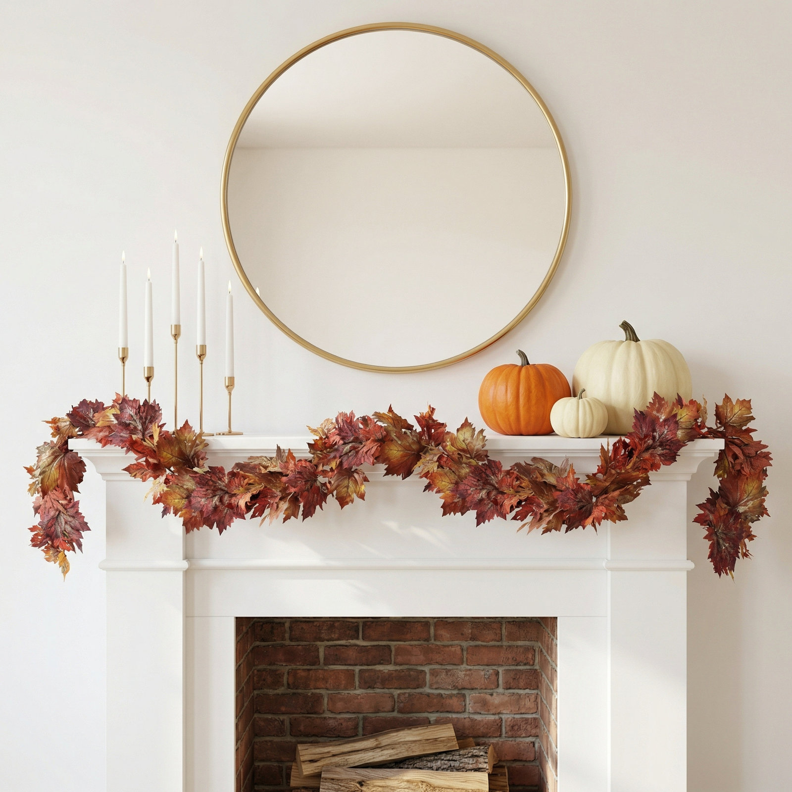 72" Artificial Full Maple Leaf Fall Garland