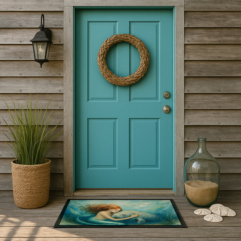 Mermaid and Manatee Doormat, 24" W x 36" L