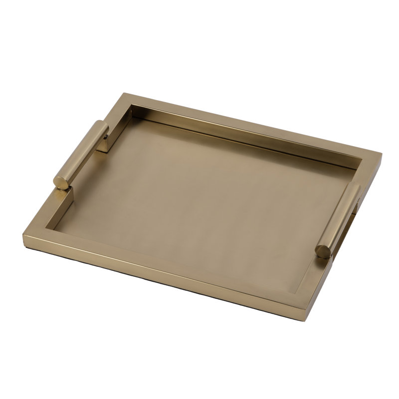 Morante Stainless Steel Rectangular Serving Tray, Gold