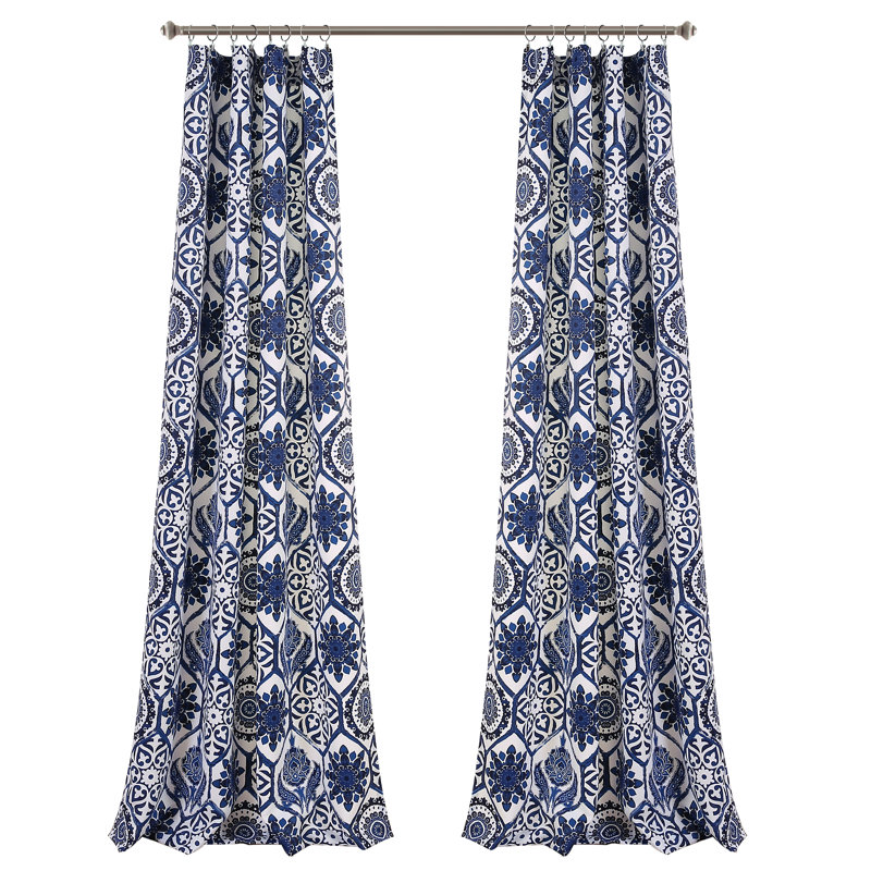Lush Decor Marvel Room Darkening Curtain Panels Pair Drapes (Set of 2), Navy, 52" W x 95" L