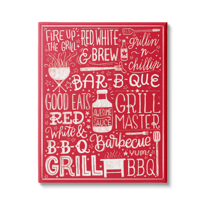 "Fire up grill Summer BBQ" par Amanda McGee - Art textuel, Toile tendue, H 48 po x l 36 po