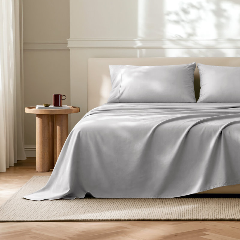 Microfiber Flat Sheet, Queen Flat Sheet, Light Gray