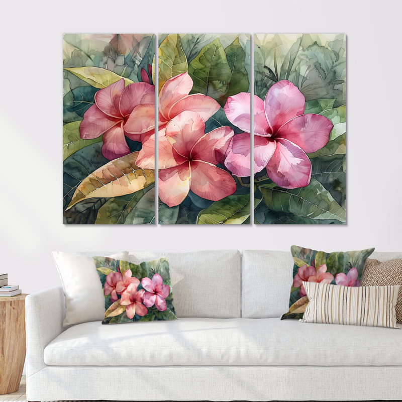 Greilickville - ensemble d'art mural Plumeria, Toile tendue, H 32 po x l 48 po x P 1 po