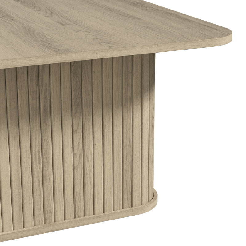 Aurel 31.5" Fluted Square Coffee Table, Beige/Brown