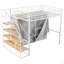 Lit mezzanine en métal avec garde-robe et tablettes de rangement, blanc-1628127586