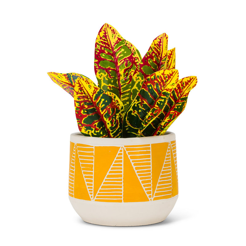 Pot à fleur en céramique gravé, H 6,5 po x l 6 po x P 6 po