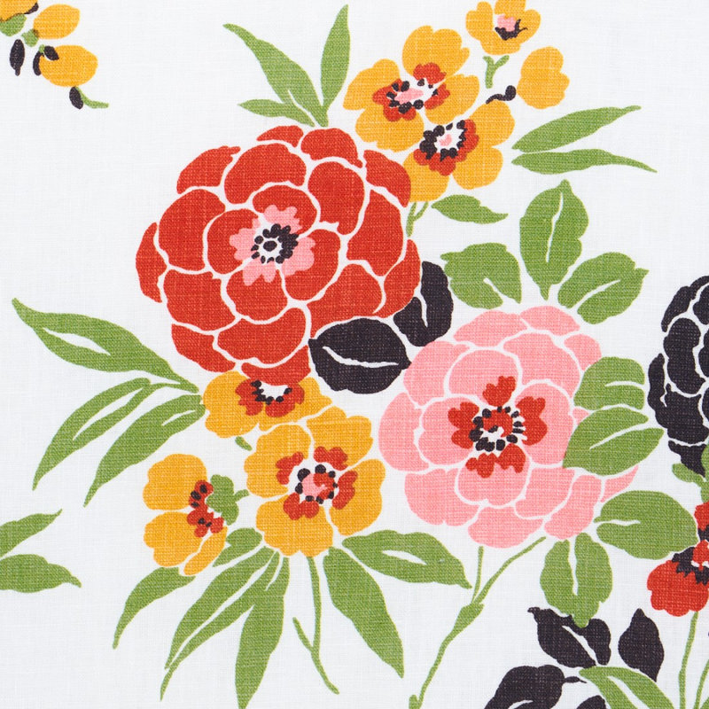 Tissu floral Valentina, Rouge / rose / noir