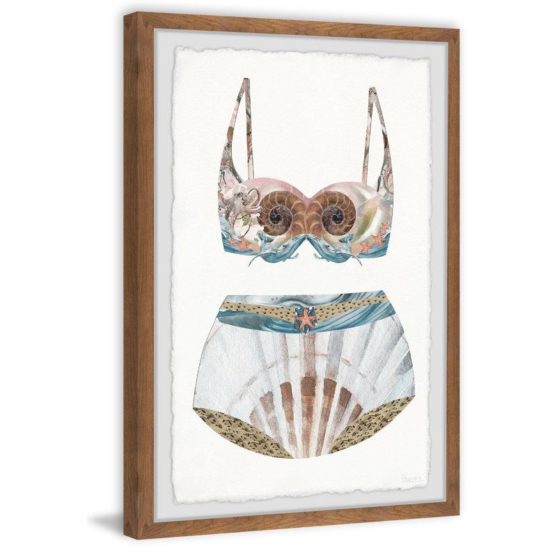 Seashell Swimsuit Framed Print on Canvas, 12" x 8"