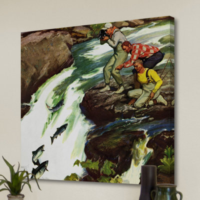 « saumon en amont », reproduction d’art sur toile tendue