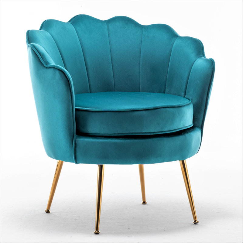 Elanora Velvet Barrel Chair, Greenish Blue Velvet