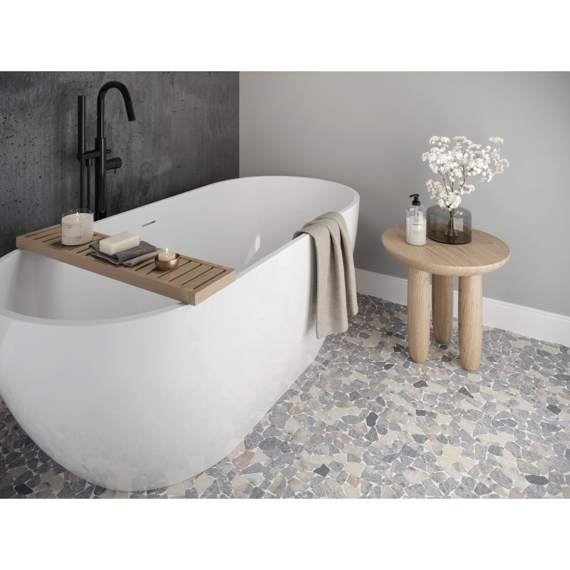 Carreau de mosaïque 11 po x 11 po, Mélange de quartz gris cendré