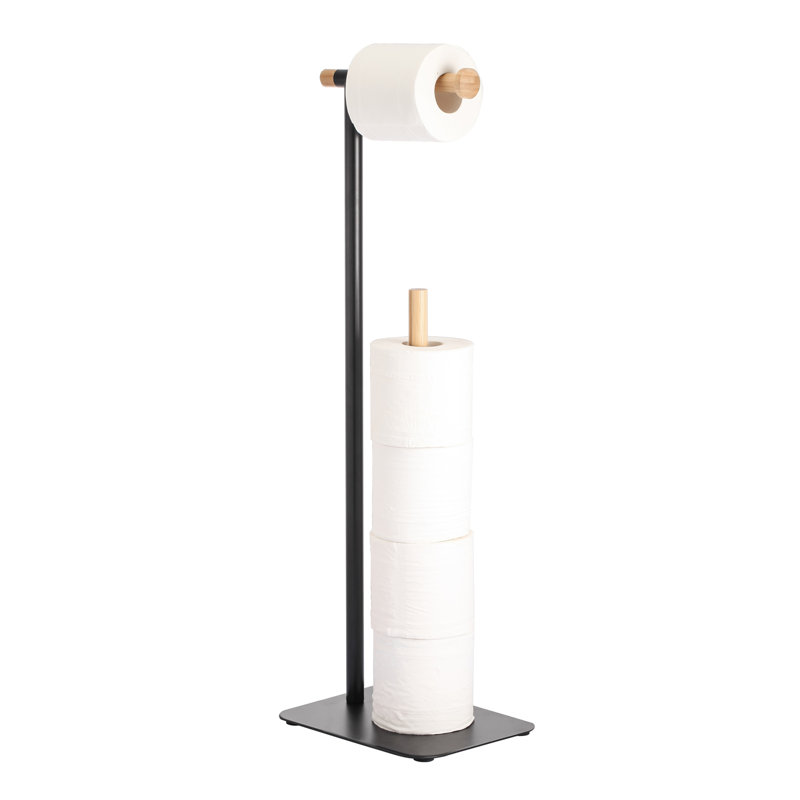 Richae Free Standing Toilet Paper Holder, Black