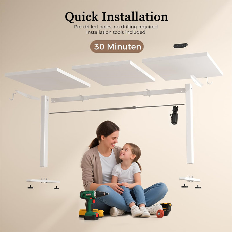 Adjustable Metal Base Computer Desk, White
