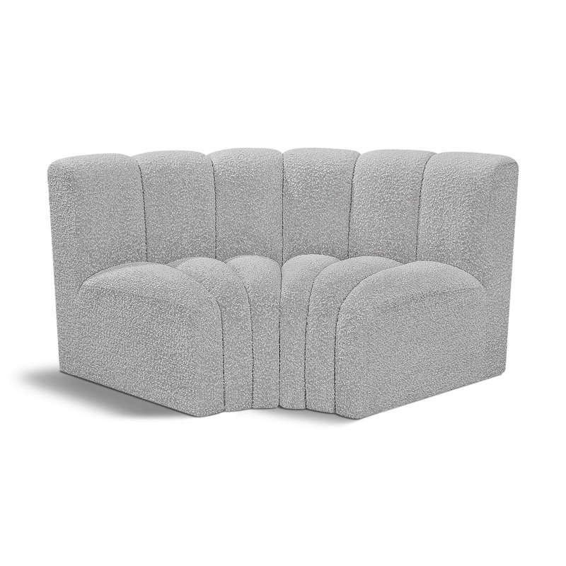 Ivanildo Upholstered Curved Sectional Reversible, Grey Boucle Fabric