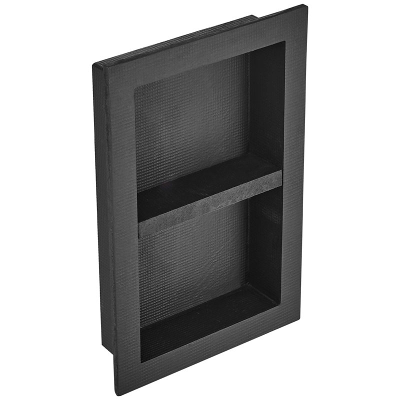 Black Shower Niche 16" X 24", Double Shelf Organizer, Square Corners And Recessed, Sealed Waterproof For Bathroom, Extruded Foam, Movable Partition Diy, Surface Process Strong Tile Bonding 24" Niche,
