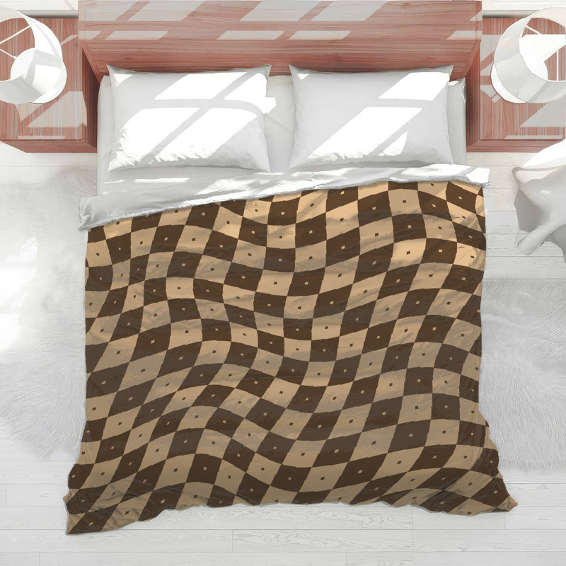 Wavy Checkerboard Pattern Comforter, Queen