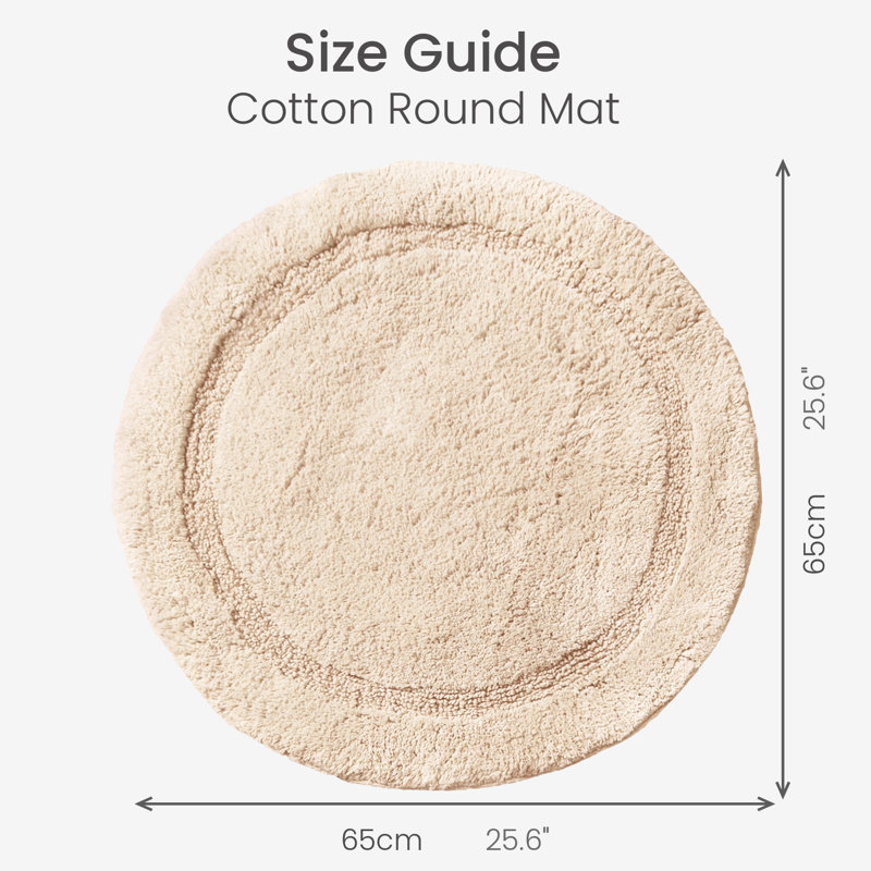 Polygala Cotton Round Bath Mat, Beige