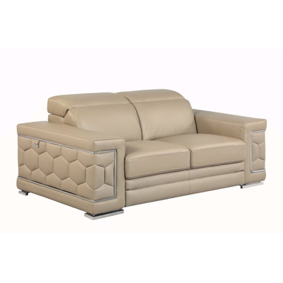 Luxurious Top Grain Italian Leather Loveseat With High-Density Foam Cushions And Durable Hardwood Frame