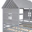 Lit plateforme simple avec deux tiroirs pour lits partagés garçon et fille, combinaison de 2 lits simples côte à côte, gris