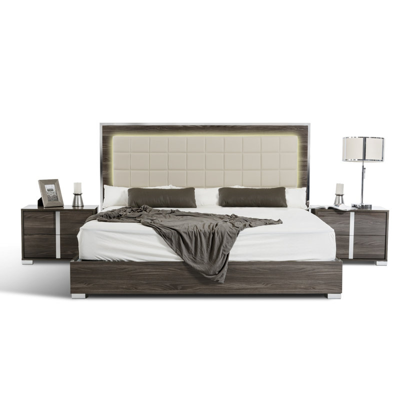 Lit plateforme tapissier , Grand, Blanc